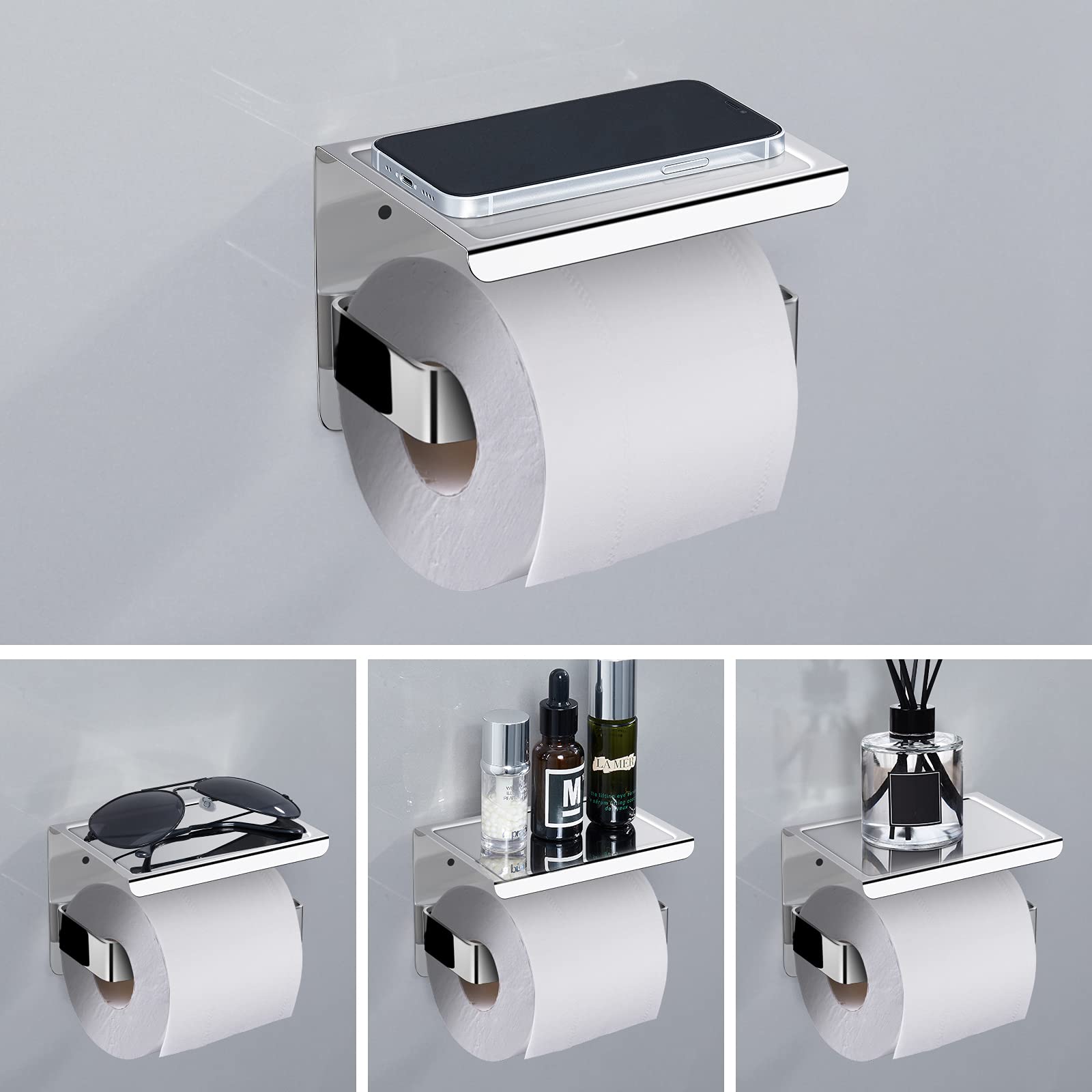 Porta Rotolo Carta Igienica Adesivo - Acciaio Inox 304, Senza Foratura - Per Bagno, Cucina, Camera - Foto 10