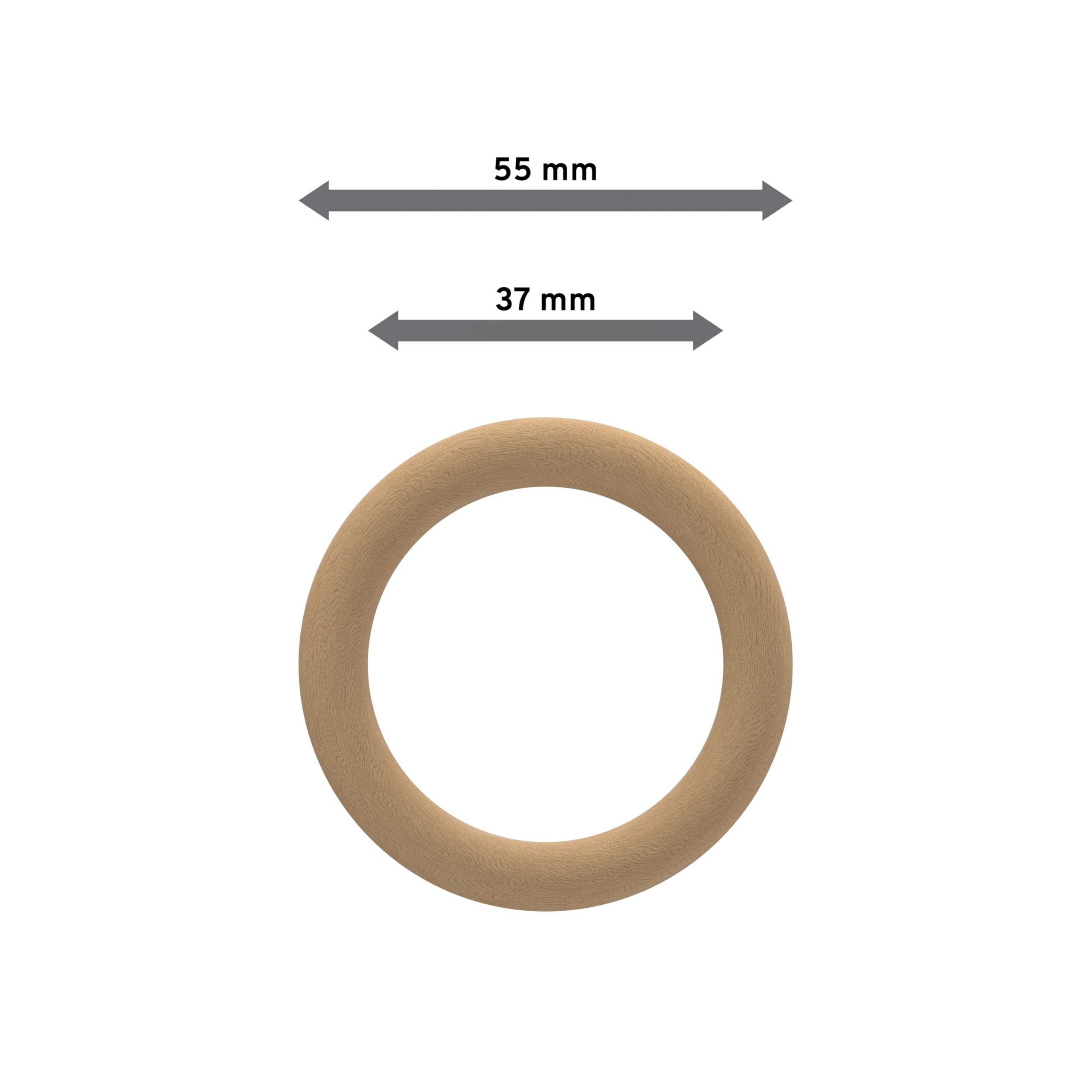 Interdeco Gardinenringe mit Faltenhaken/Holz-Ringe in Buche für Gardinenstangen 28 mm Ø (20 Stück)