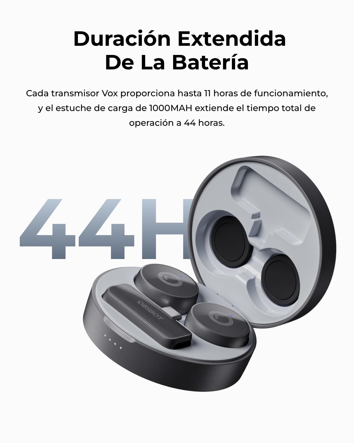 OBSBOT VOX Micrófono Inalámbrico, Doble Lavalier con Alcance De 300m, Audio | De Estudio 48kHz/24-Bit, USB-C Plug & Play Para Streaming, YouTube, Podcast, Vlog, Compatible Con Móviles & PC & Portátil.