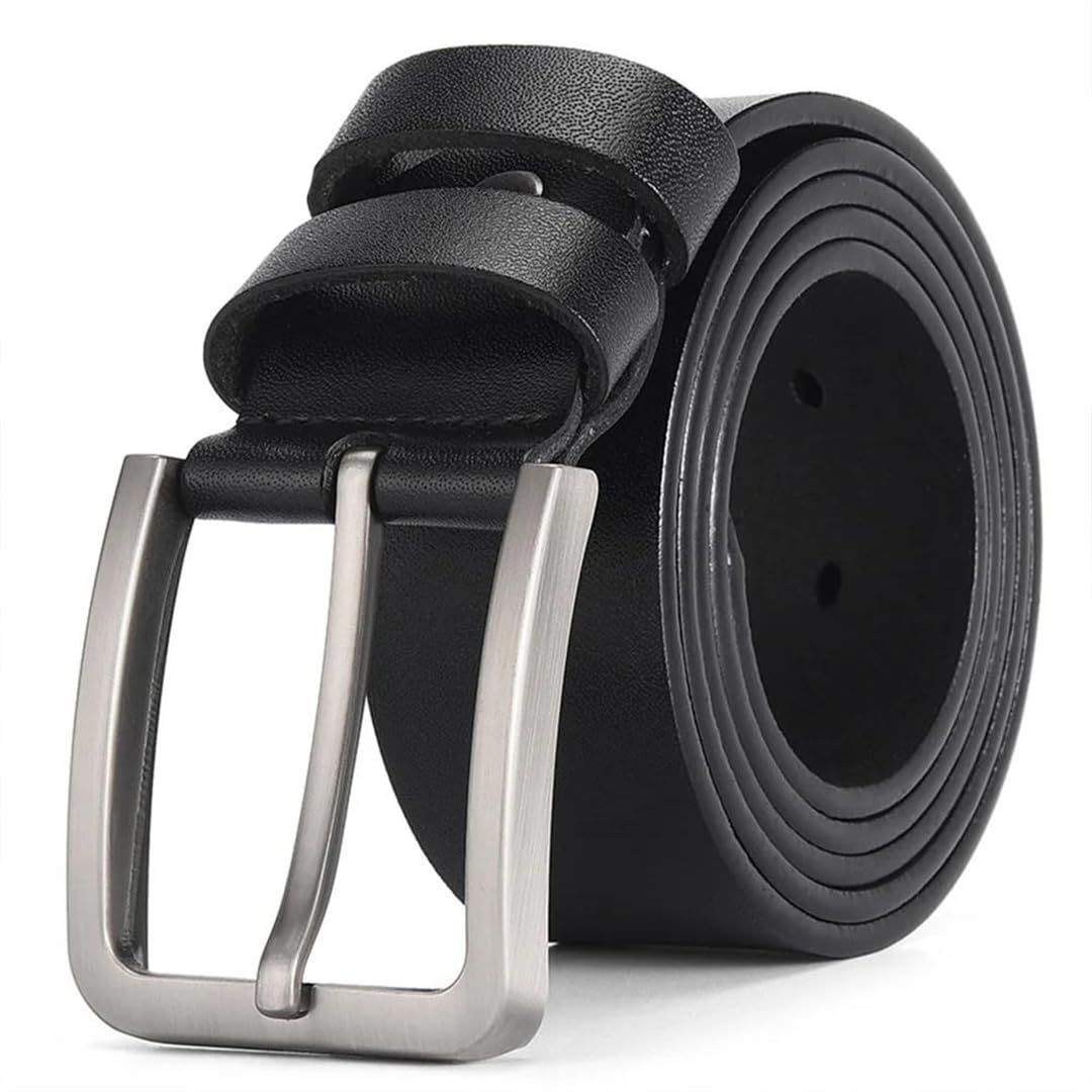 Yeuyyben Cinturón de piel auténtica para hombre con hebilla de pin, casual, para negocios, jeans