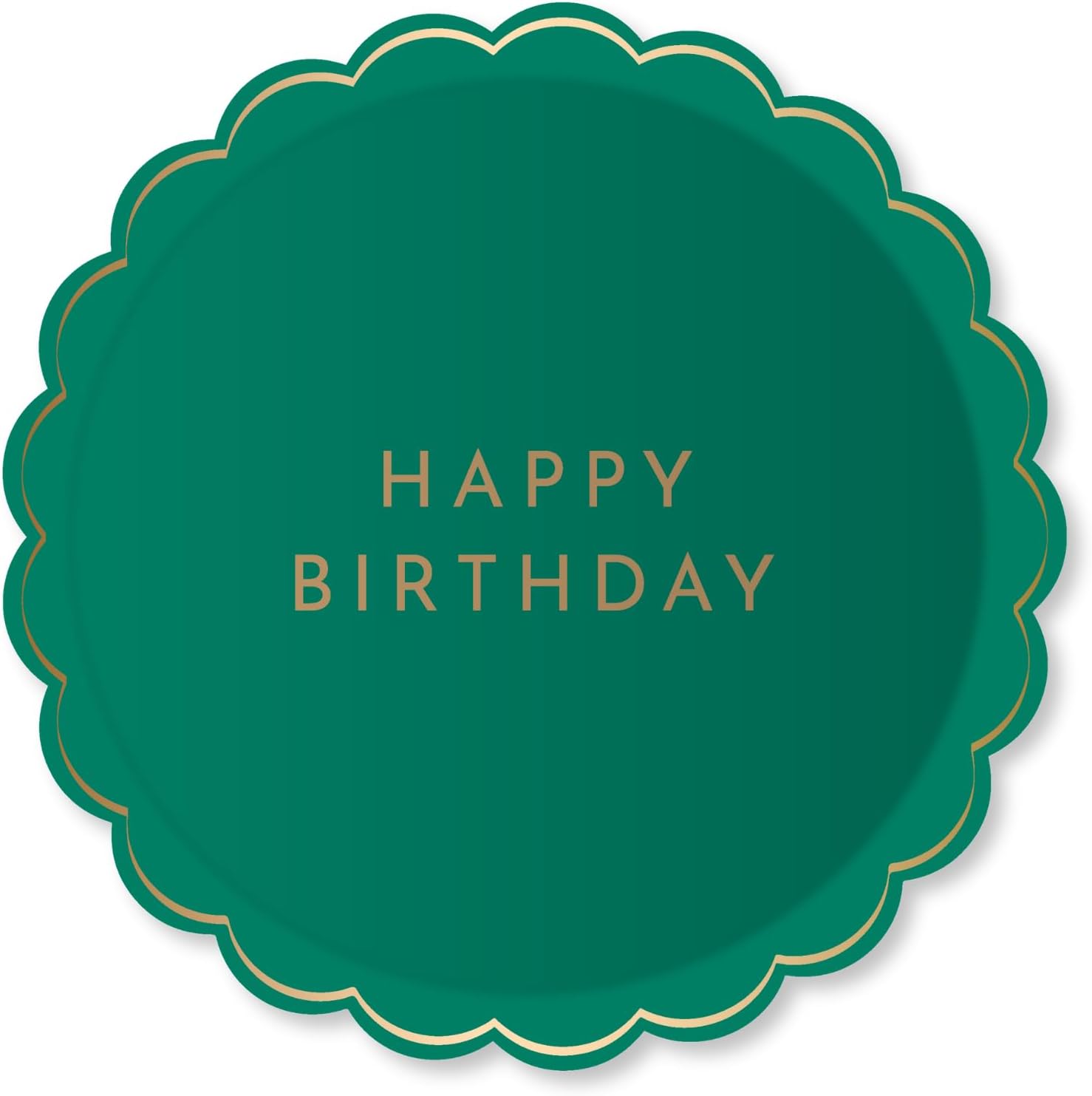 Bonjour Fête Green Happy Birthday Small Paper Party Plates | Sturdy Disposable Supplies for Birthday Parties | Cake Plates | Gold Foil | Party Decorations | Premium 8.25" Appetizer Size, Pack of 8