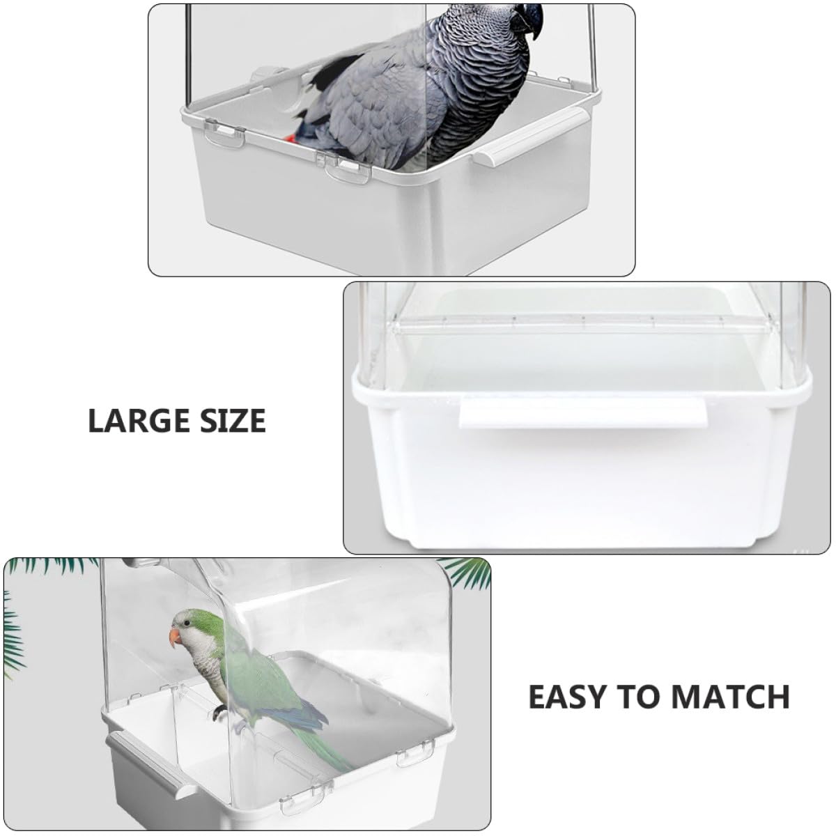 Vogelbadewanne aus Kunststoff Weiß für Wellensittiche und Nymphensittiche