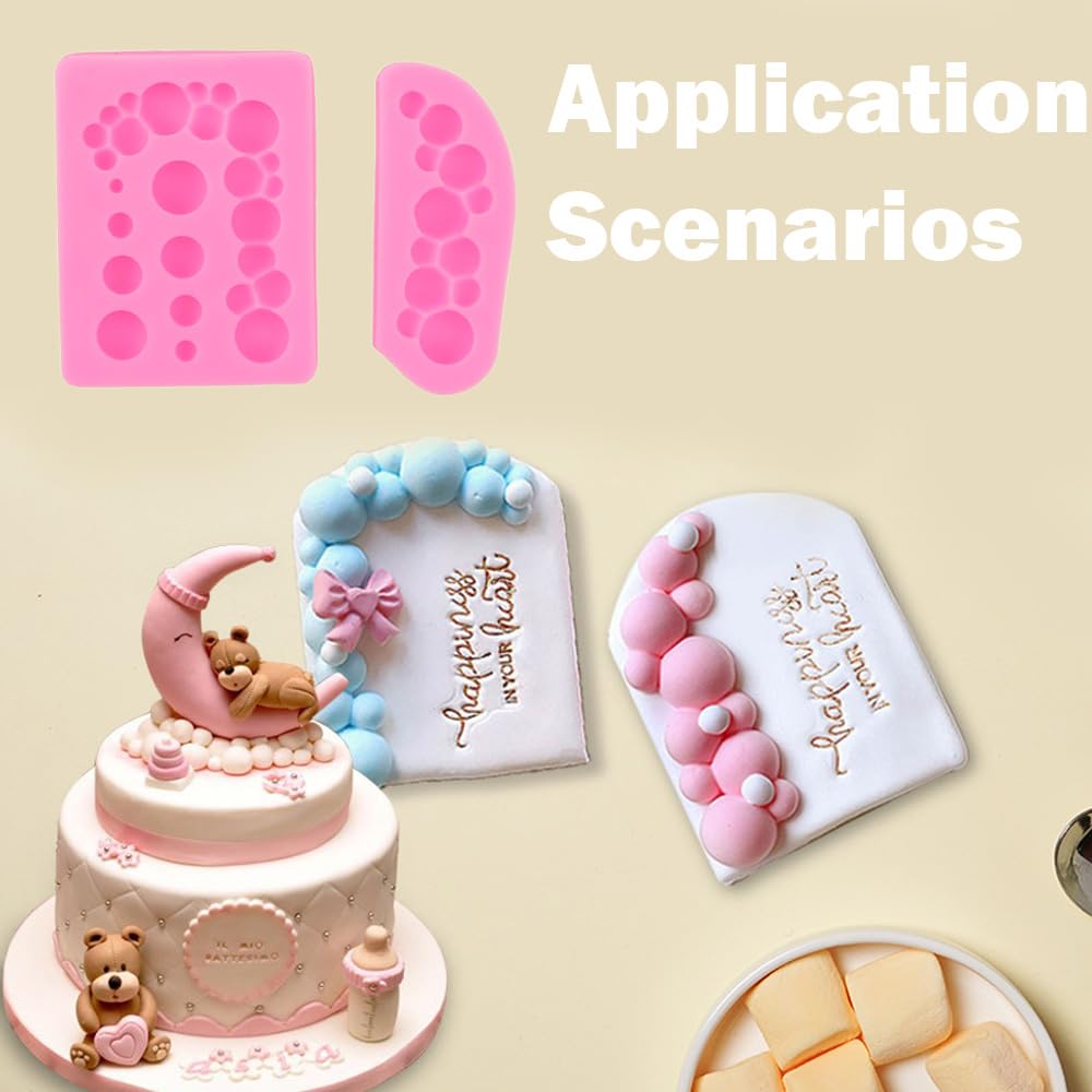 2 moldes de fondant de perlas 3D, moldes de silicona semiesférica de chocolate, forma hemisférica, decoración de pasteles de burbujas, moldes de chocolate para decoración de cupcakes, pasteles