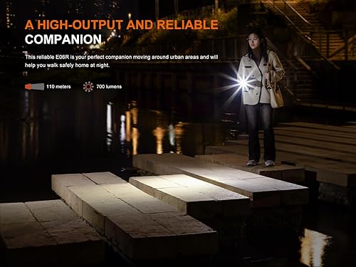 Miniatura 3 de Fenix E06R - Linterna de llavero EDC 3 en 1 de 700 lúmenes, USB-C recargable, incluye luz UV y organizador Lumentac (gris)