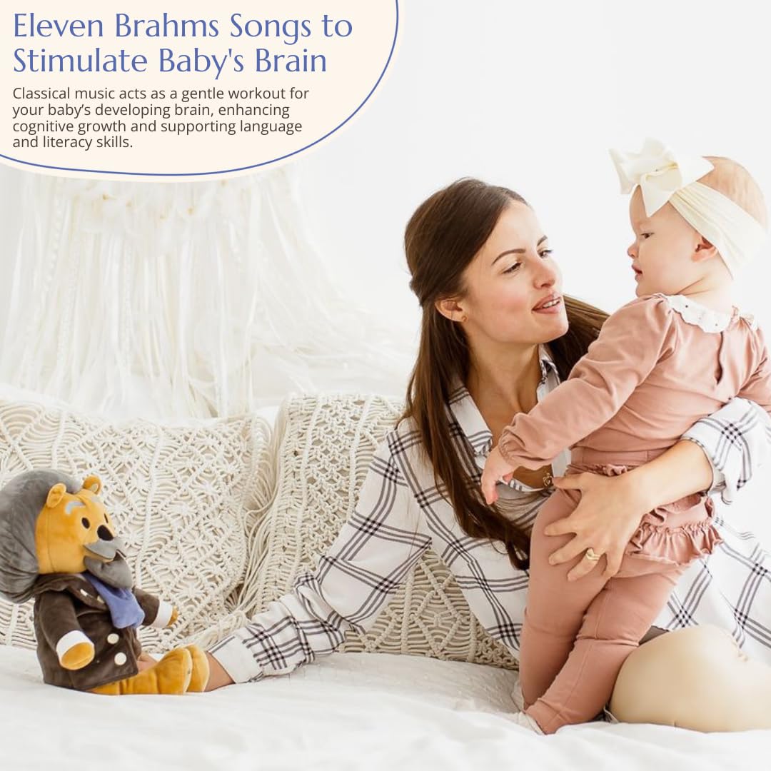 Ours Virtuoso de Brahms – Peluche bi-mode avec fonctions musique et confort, joue 40 minutes de musique classique et de bruit blanc pour calmer et apaiser les bébés