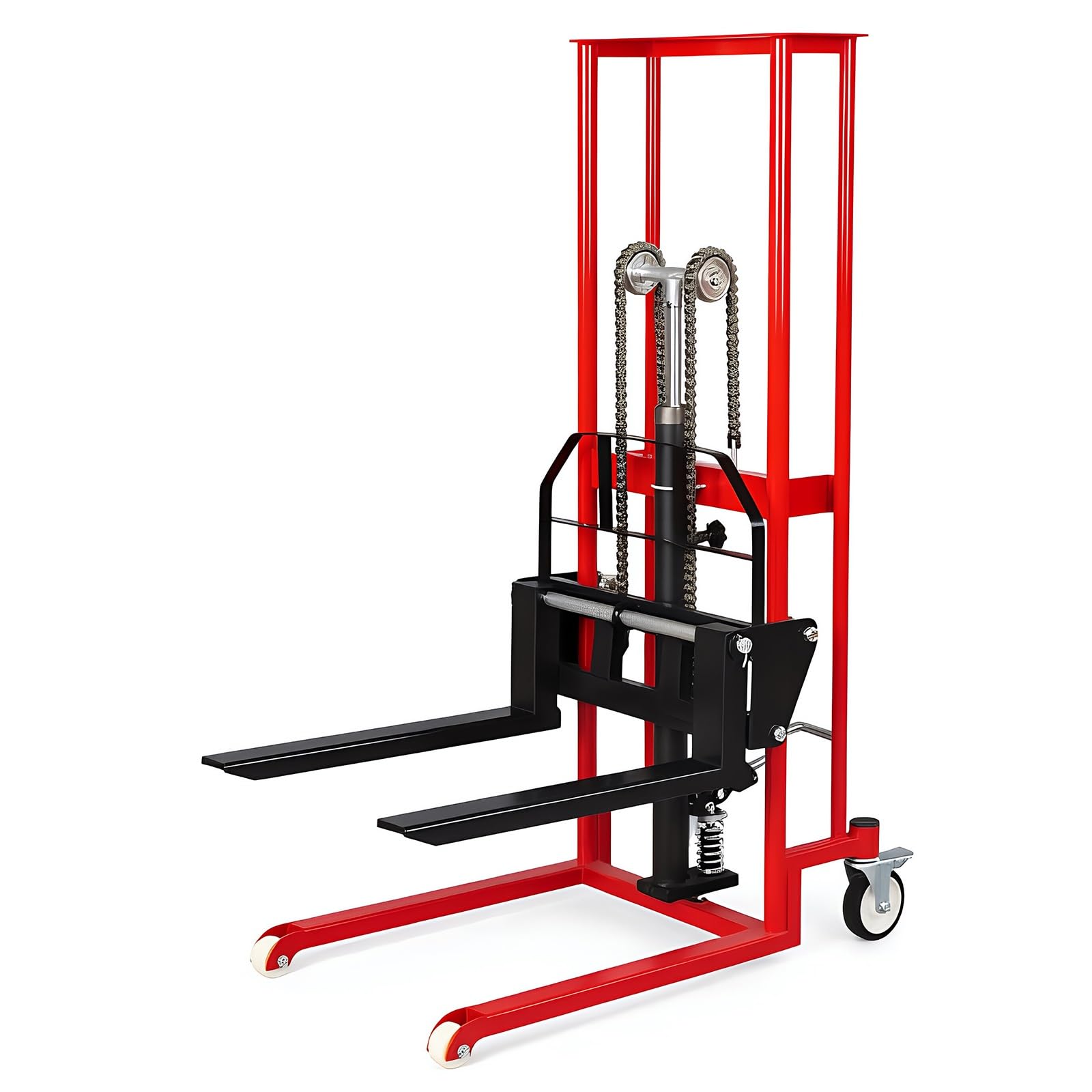 MENGLI-2024 Pallet Jack Truck Manual Lift Stacker 260kg Hydraulic Swivel Caster Fork Truck for Warehouse Stacking