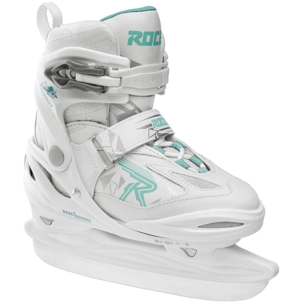 Roces Moody Ice 3.0 Ice Skate for Girls, Adjustable, White/Aqua - 13J-3