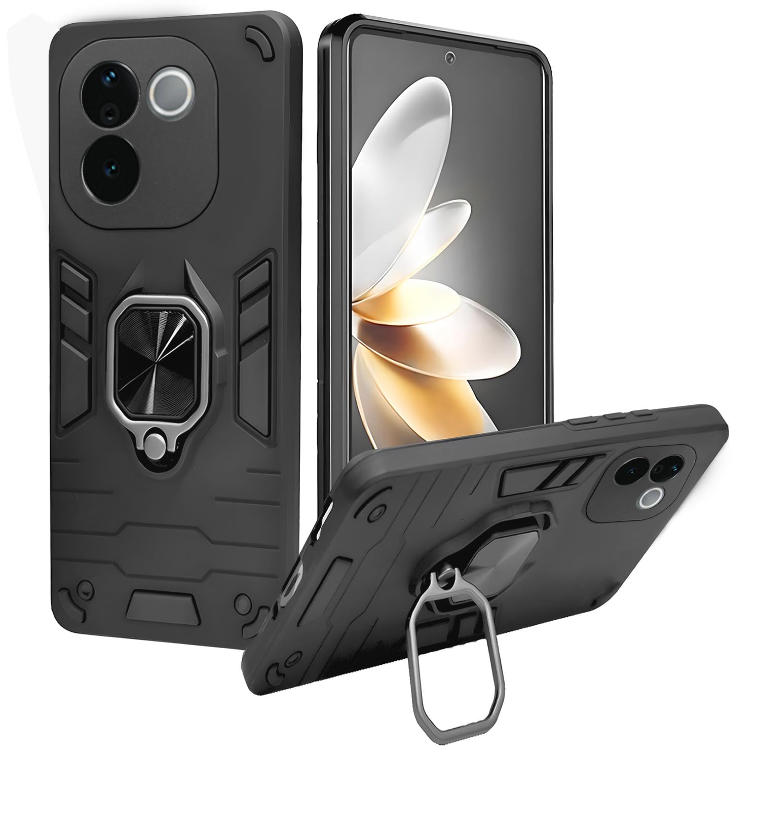 A rtistque Armor Bumper Back Cover Case for Samsung Galaxy S24 Ultra 5G | Ring Holder Stand | Sliding Camera Protection | Shockproof Rugged Design | Samsung S24 Ultra Back Cover - Black — Amazon image 27