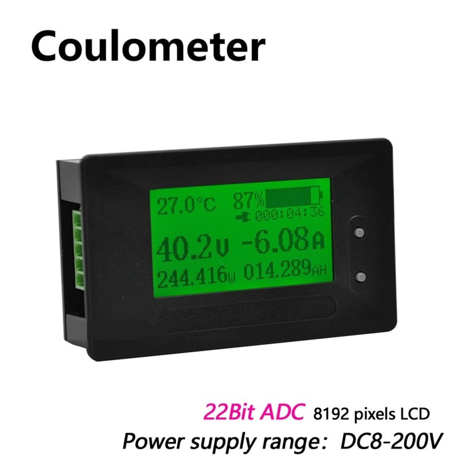 DC 8-200V 500A Voltímetro Amperímetro Probador De Batería De Coche Coulómetro Capacidad Voltaje De Electricidad Medidor De Potencia Monitor(200A With Shunt)