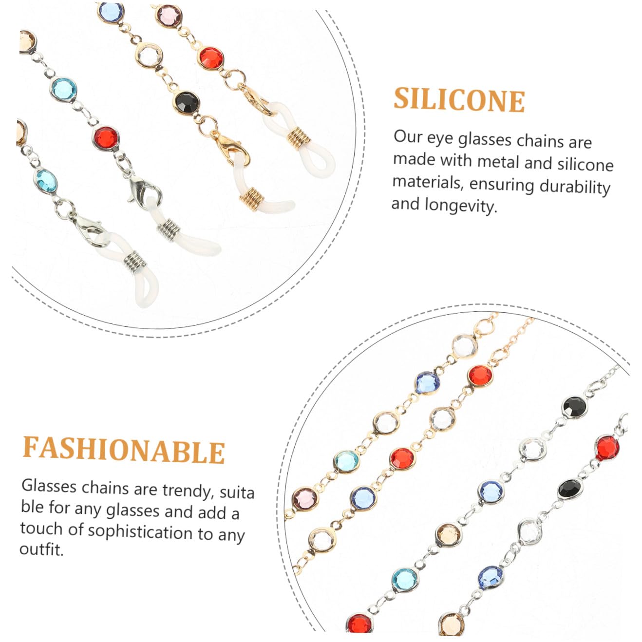 Ipetboom Cadena De Gafas Cable Gafas De Sol Para Mujer Cadena De Anteojos Accesorios Moda Cadena Para Colgar Gafas En El Cuello Collar De Máscara Gel De Sílice