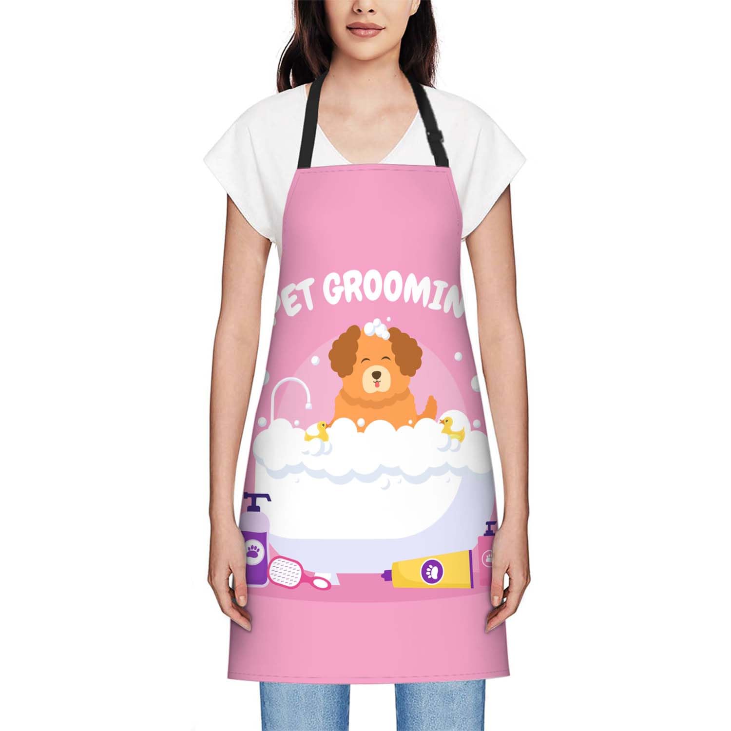 Smooffly Pet Grooming Apron for Dog & Kitchen Apron for Men & Women, BBQ & Catering Bibs, Pet Grooming for Dog, 27x31 Inch - Image 2