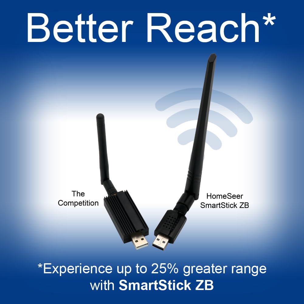 HomeSeer SmartStick ZB – Dongle USB longue portée Zigbee | Chipset ERF32MG21 | Compatible avec HomeSeer, Home Assistant, OpenHAB, Zigbee2MQTT