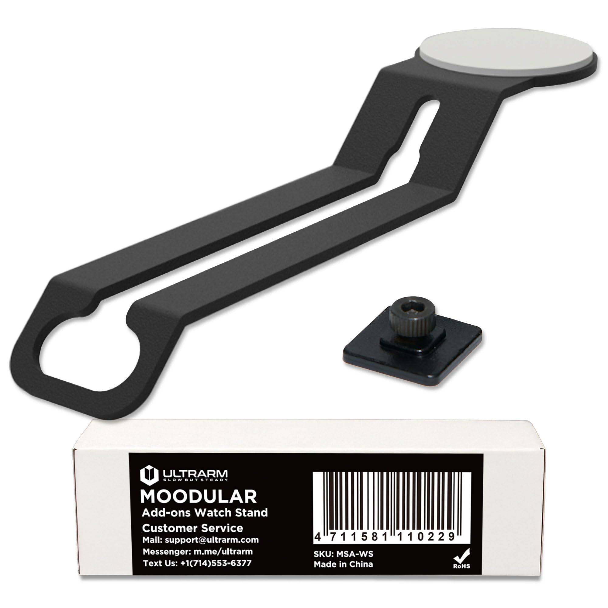 ULTRARM Moodular Add-ons Watch Stand for Smart Watch (Charger Not Included) [Accessory Only - Requires Moodular Wooden Monitor Stand Slide Rails for Use] Black MSA-WS