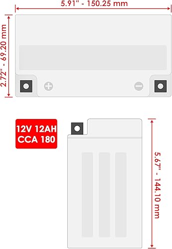Miniatura 2 de Caltric Agm - Batería compatible con Yamaha Xvs1100A V-Star 1100 Classic 2000-2009