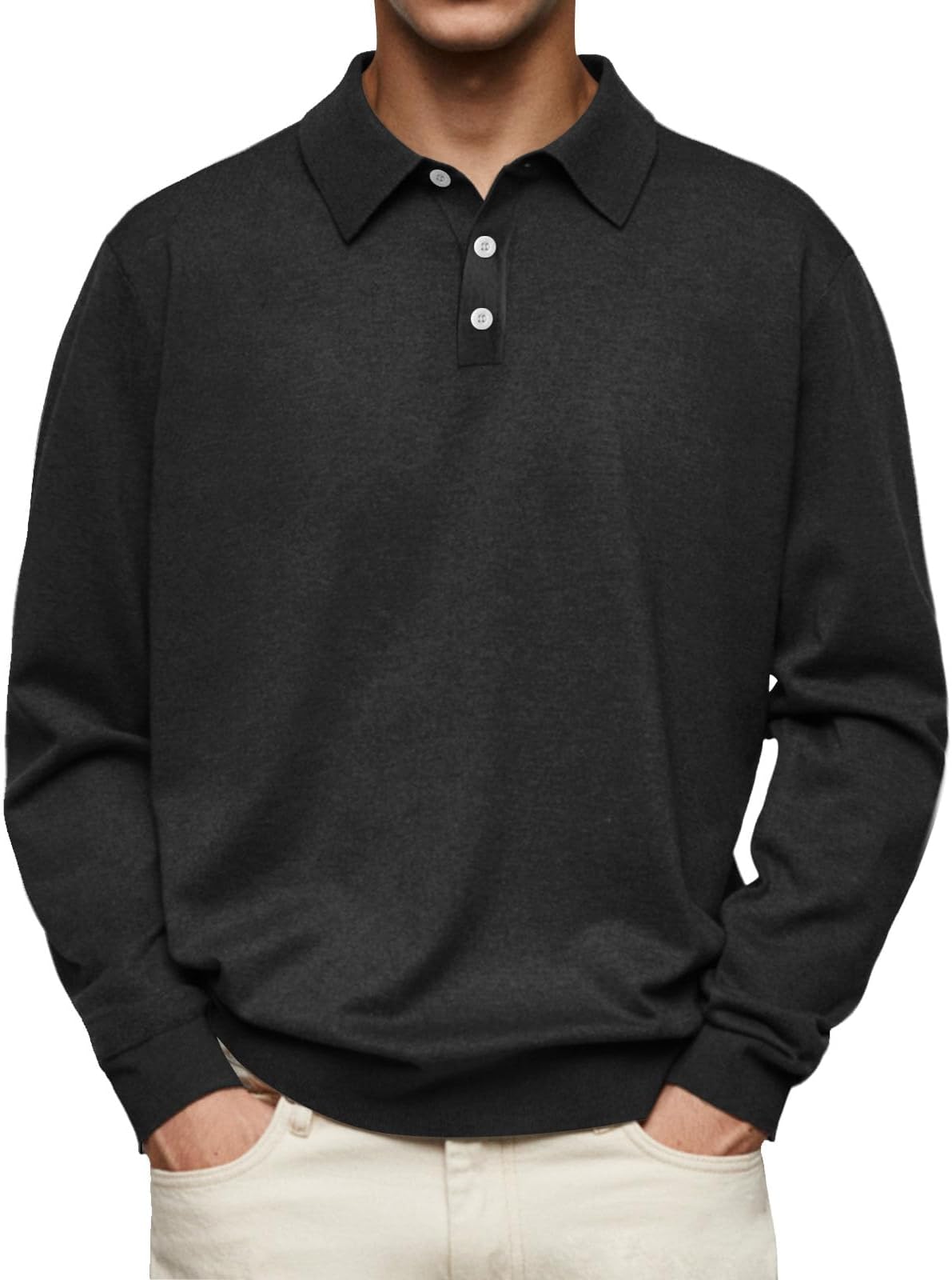 - Collared Polo Shirts for Men Pullover Long Sleeve Button Shirts Casual Business Tops Fashion Basic Work Golf T-Shirts