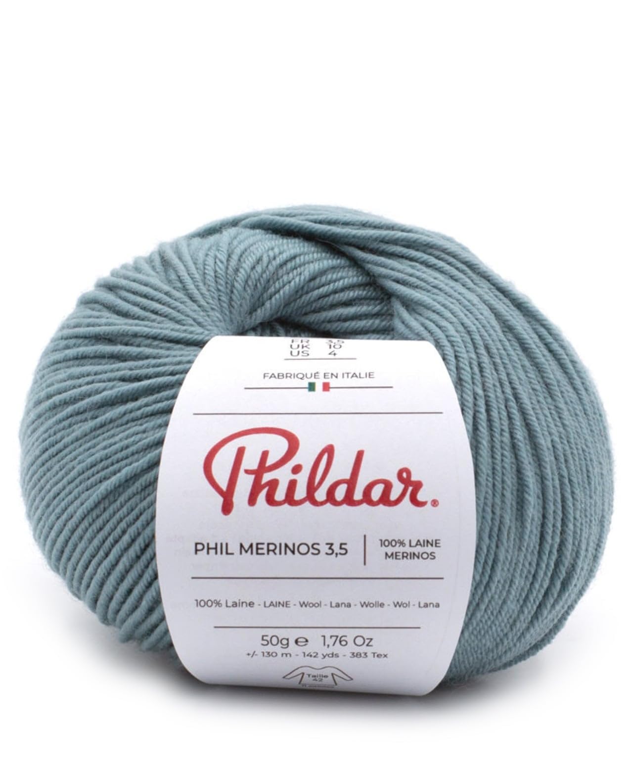Phildar - Pelote de Laine Phil Merinos 3.5 - Laine à Crocheter et à Tricoter - 100% LAINE (MERINOS) - Aiguille n°3.5 - Couleur VERT