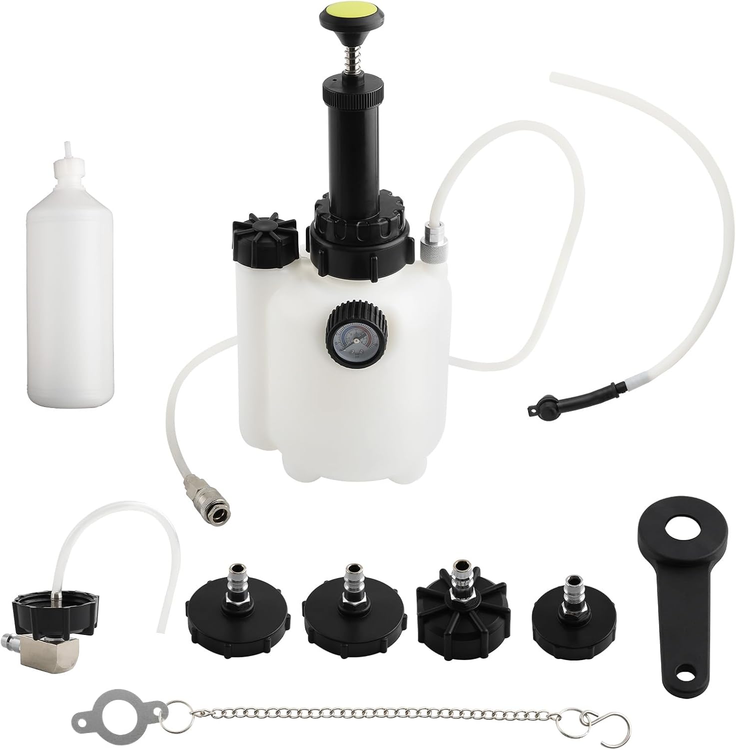 maXpeedingrods 3L Vacuum Brake Bleeder Kit, Manual Brake Bleed Fluid Pump, One Person Pneumatic Brake Bleed Vacuum Pump Kit with 1L Refilling Bottle and 4 Master Cylinder Adapters