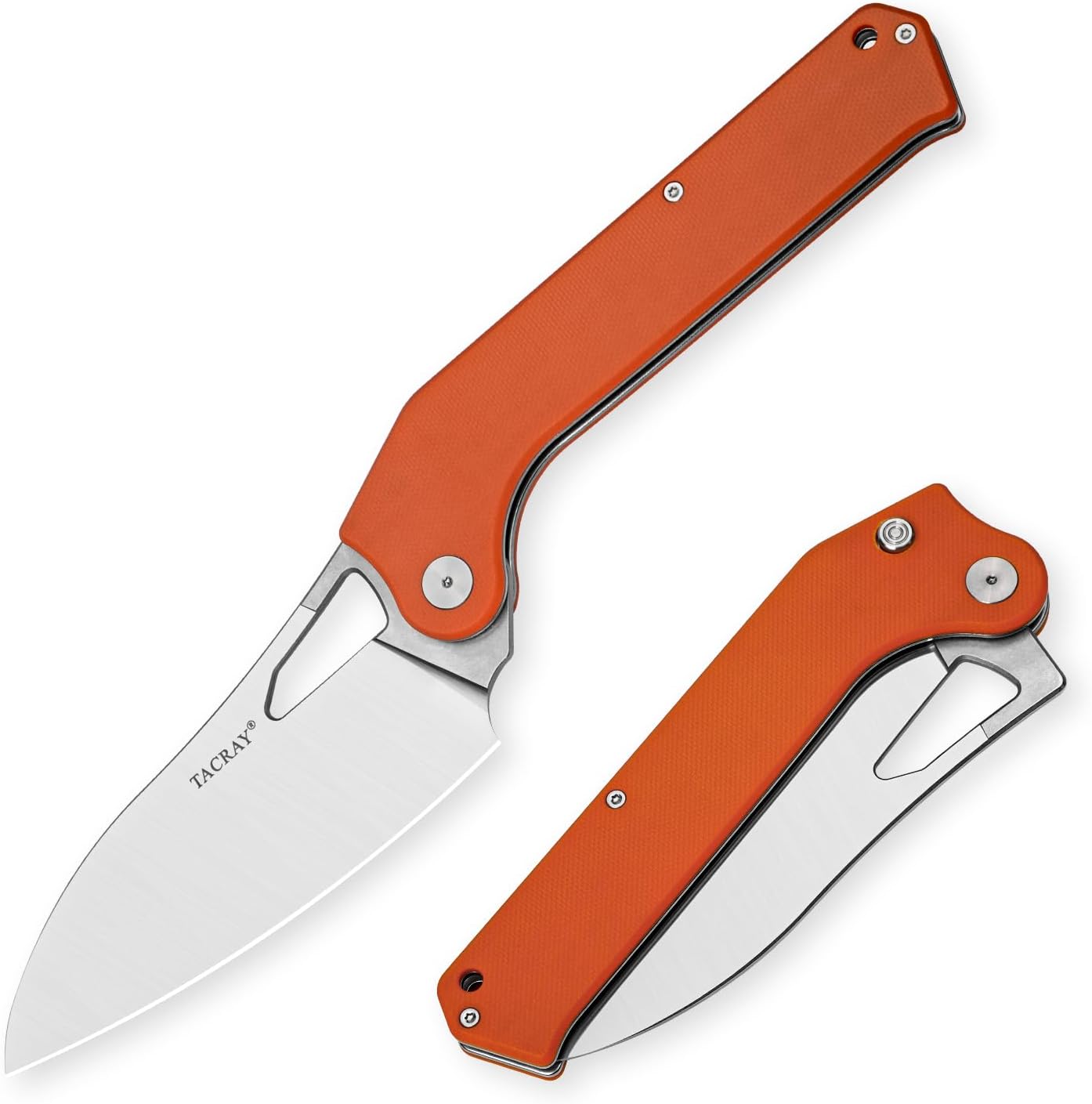 TACRAY Folding Kitchen Chef Knife, 4.4" Foldable Camping Knife with 10cr15mov Stainless Steel Blade, Anti-skidding and Ergonomic Designed G10 Handle for both Indoor and Outdoor Cooking