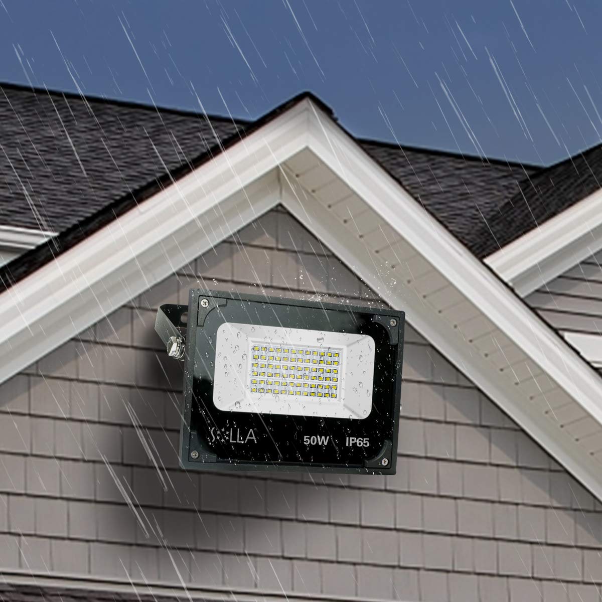 SOLLA 2 Pack 50W Led Flood Light, 4000lm 3000K Warm White Exterior Flood Lighting, Outdoor Indoor Flood Light Fixture Landscape Security Floodlight Spotlight for Yard, Garden, Garage, Rooftop