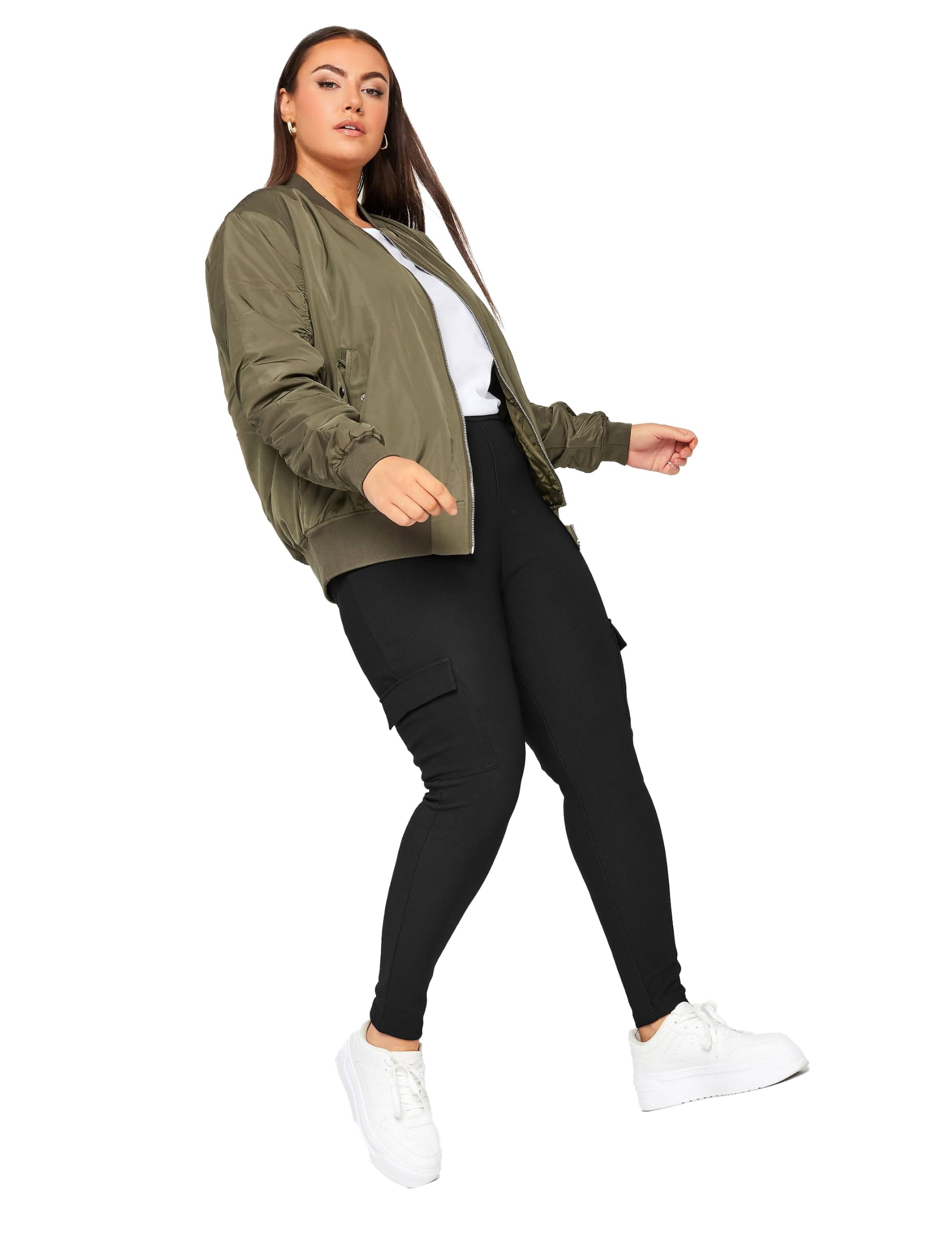 Yours Women's Black Cargo Leggings In Size 26