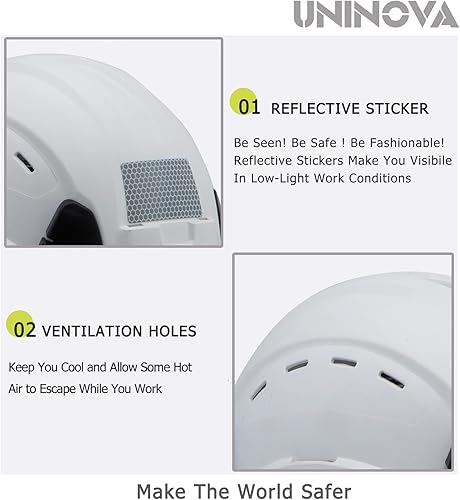 Miniatura 5 de UNINOVA Casco duro OSHA con visera ANSI Z89.1 aprobado ventilado casco de seguridad Cascos De Construcción