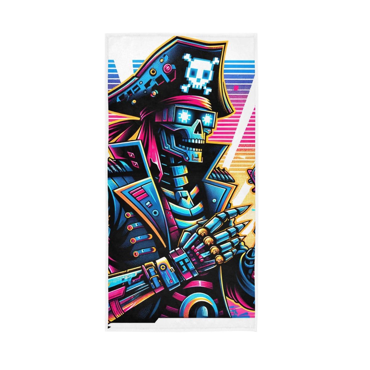 HUYGD Digital Skull Pirate Hand Towel, Bath Hand Towel 15 x 30 Inches, Hand Towels Cotton