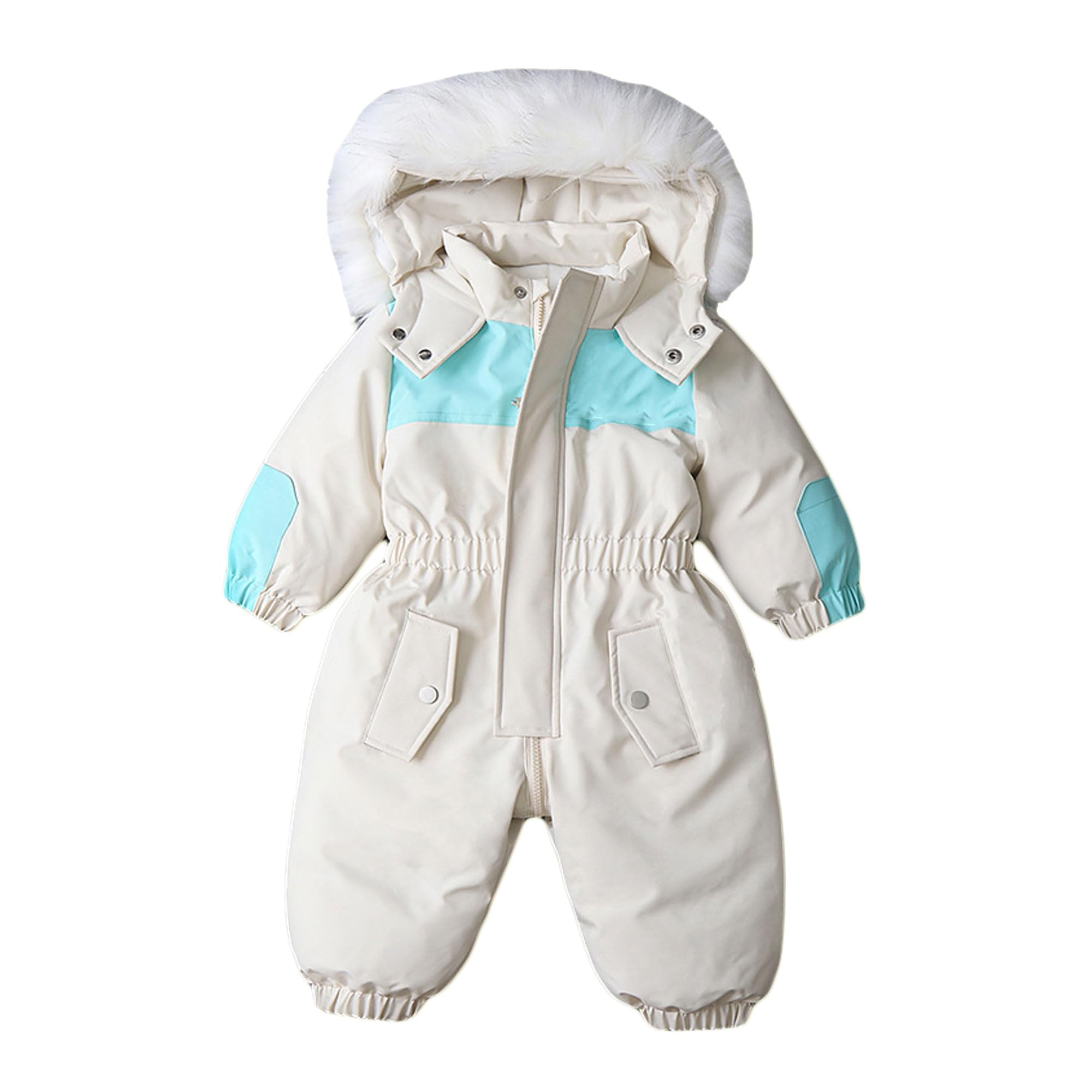 Legou Children's Ski Suit Kids Winter Warm Onesie Ski Suit White Two-way zipper 110CM