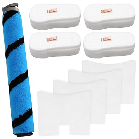 4 Pack Foam & Felt Filter Kit Vacuum Filters, 1 Pack Soft Roller Replacement for Shark HZ2002 HZ2000 Vertex Corded Ultralight DuoClean PowerFins Stick Vacuum, for Part XFFKHZ2000, 125CU2002