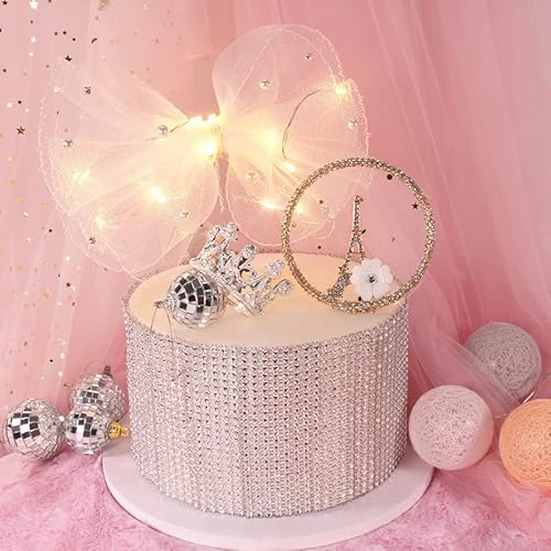 Juttira Rhinestone Cake Topper Metal Eiffel Tower Topper, Paris Party Decorations Gold French Cupcake Decor Ooh La Supplies For Wedding, Valentine Day, Bachelorette, Banquet #TOP7