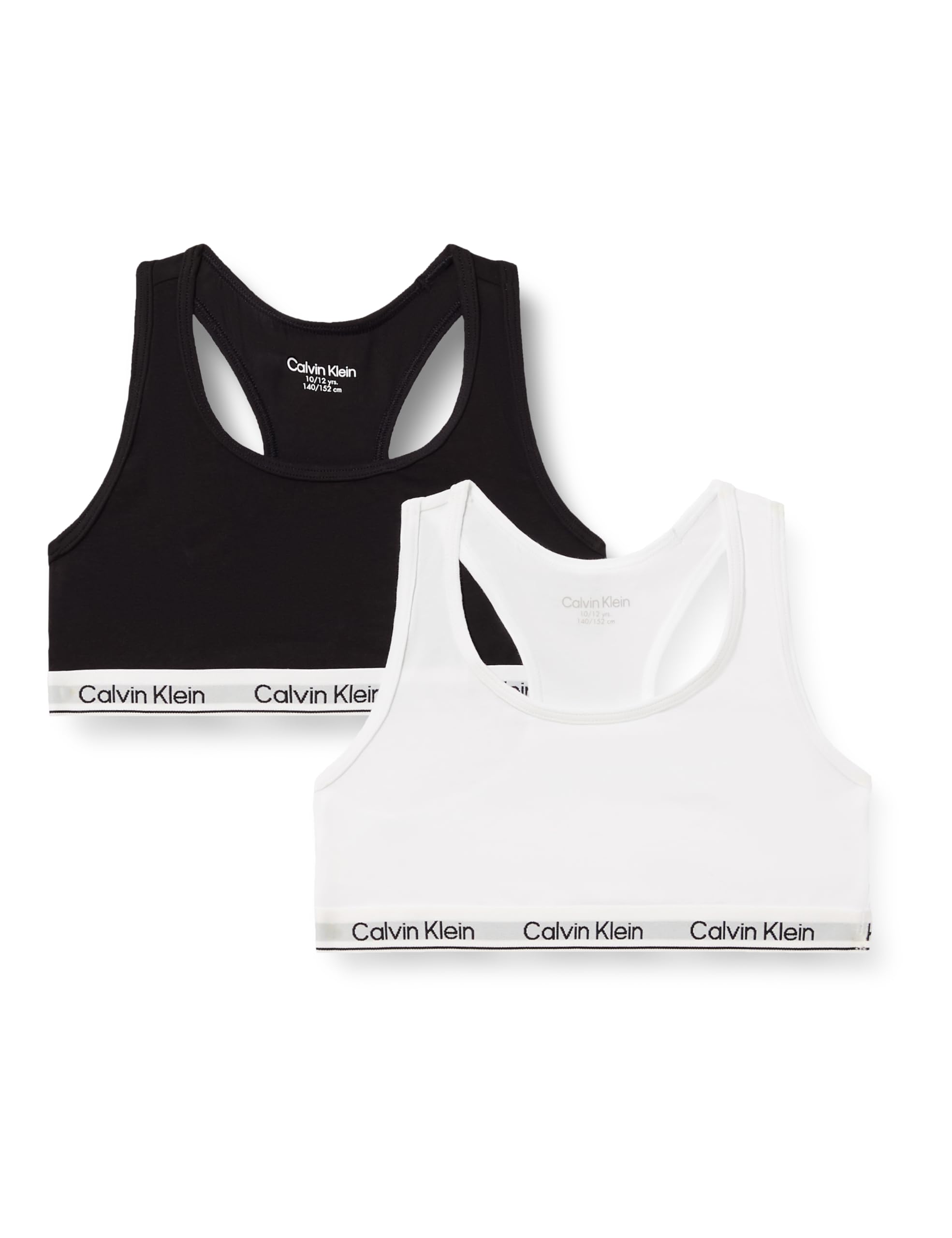 Calvin Klein Girls 2Pk Bralette G80G800742 Bralette, Black (Pvhblack/Brightwhite), 10-12 Years