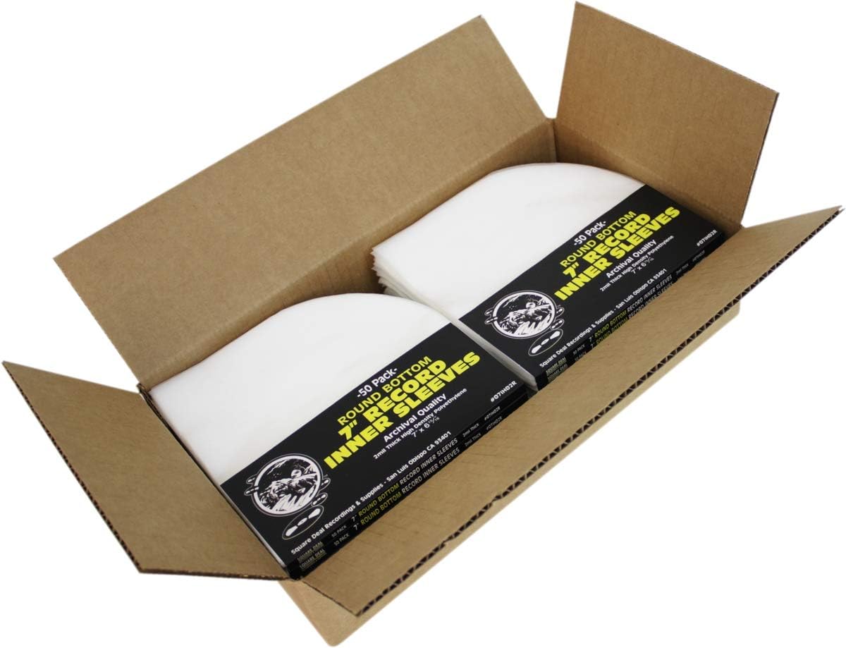 7 Round Bottom Vinyl Record Inner Sleeves - 2mil HDPE, archival quality