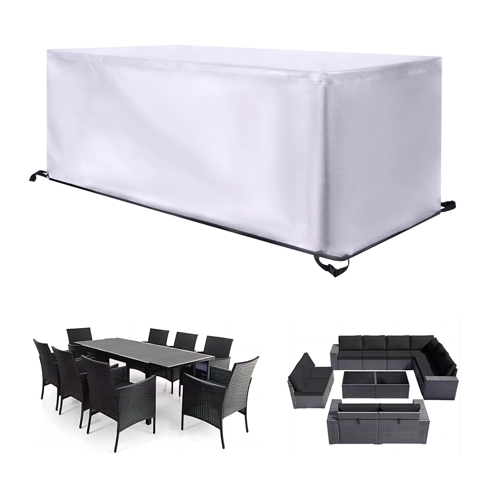 KADING Garden Table Covers Waterproof 160x100x80cm/LxWxH Patio Furniture Cover Waterproof, Patio Table Covers 420D Heavy Duty Oxford Fabric Rattan Furniture Cover Windproof Anti-UV for Patio, Outdoor