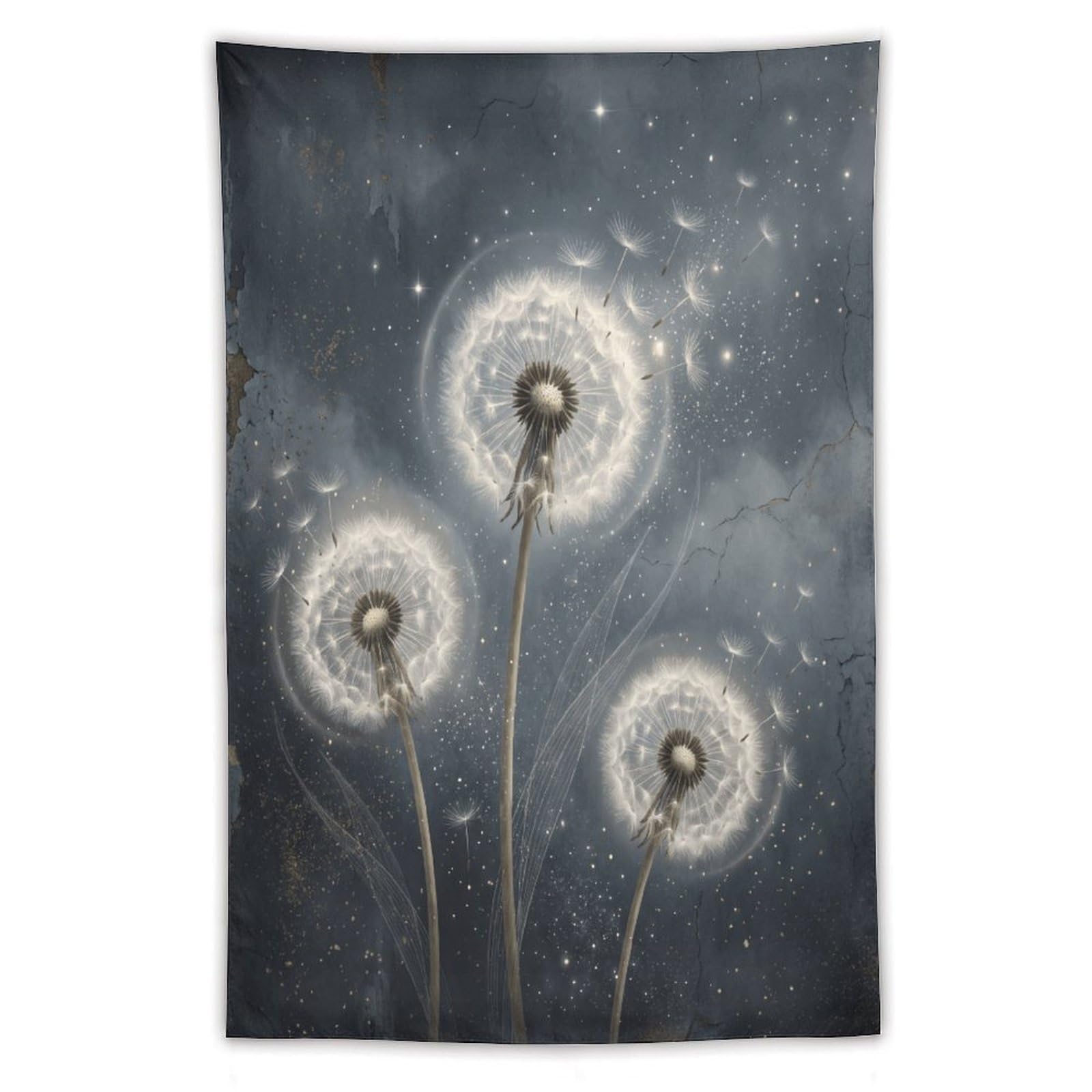 H3B8U2Y5 Dandelion Glow Wall Tapestry, Botanical Illustration, Bedroom