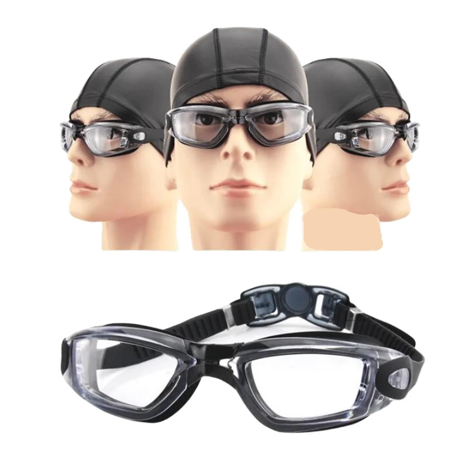 JUANYAO Schwimmbrille Professionelle Schwimmbrille Silikonbrille Damen Herren HD wasserdichte Maske Klare Linse Wassersportbrille Für Schwimmen(Black)