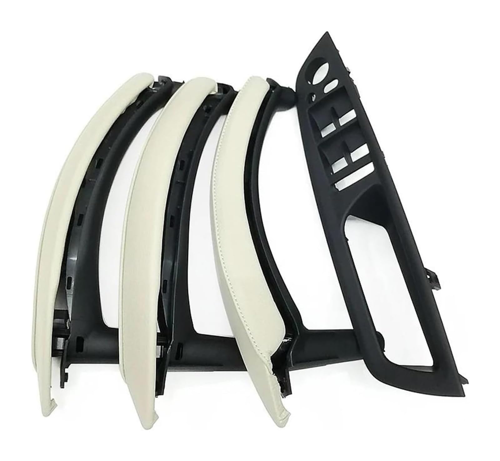 FANGZIQF Inner Door Pull Handles for BMW X5 X6 E70 E71 2007-2014 LHD RHD Window Switch Panel Pull Handle with Leather Cover(Creamy,RHD)