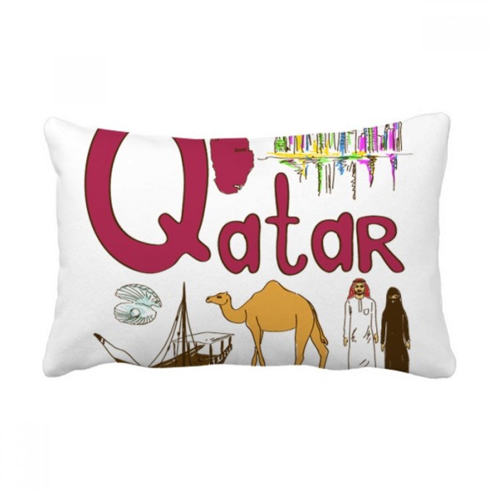 Coussin lombaire Qatar avec motif symbole national 16x24 pouces