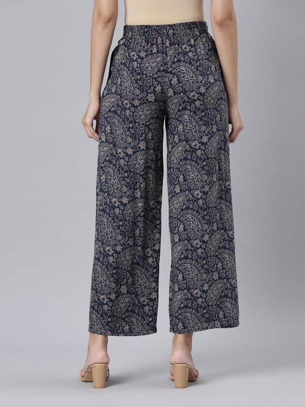Image of GO COLORS Soft Viscose Printed Palazzo Full Length for Women| Breathable, Mid Rise