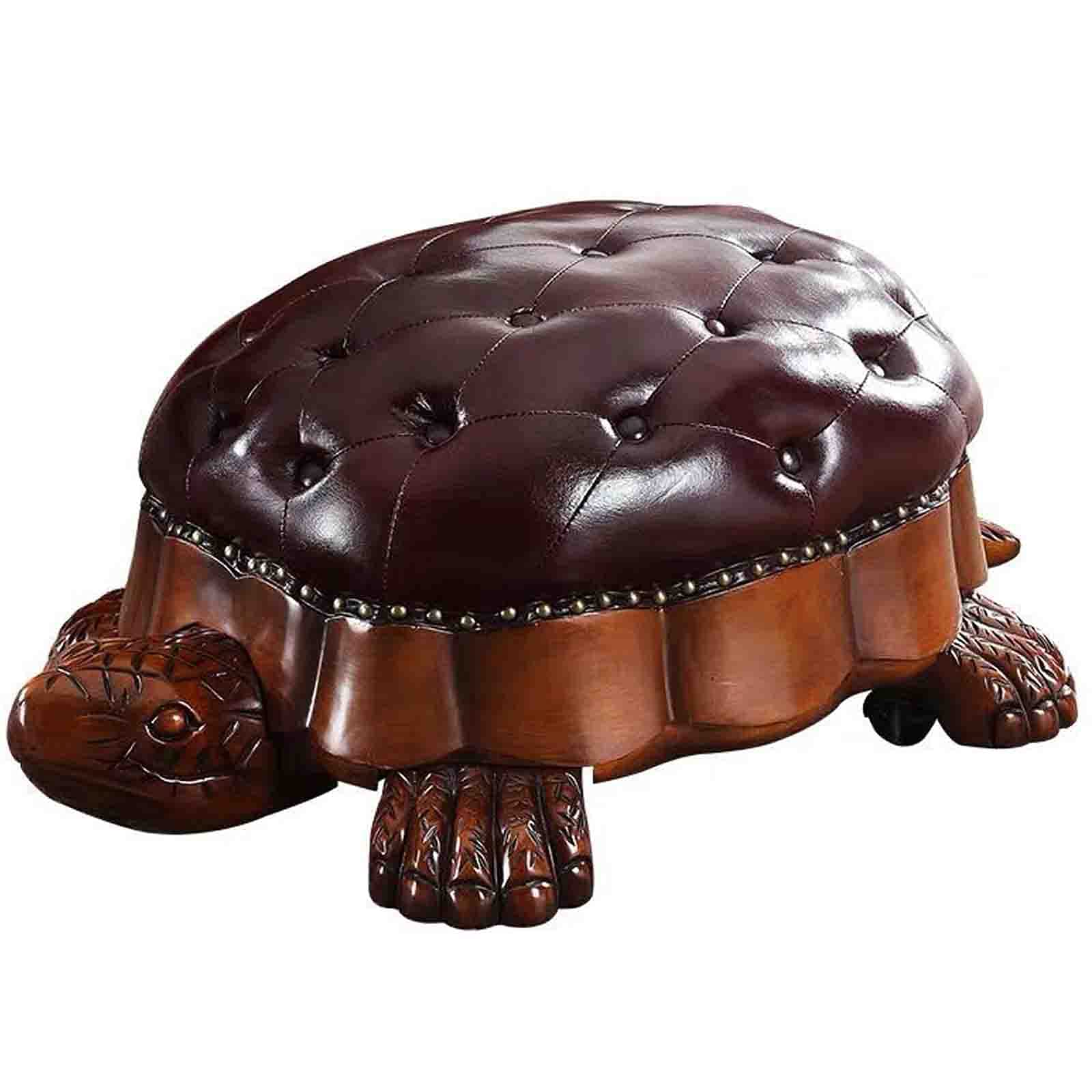 Sgabello Divano Pelle Marrone Scuro Sgabello Ottomano In Pelle E Legno