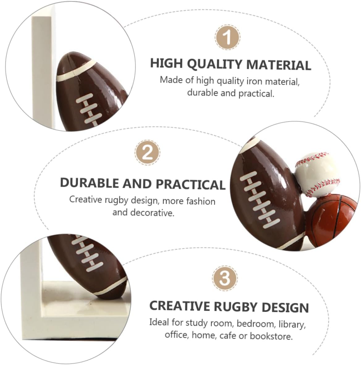 Cabilock 1pair Cartoon Rugby Creative Storage for Books Magazines and DVDs Stylish Decor to Keep Your Space Organized