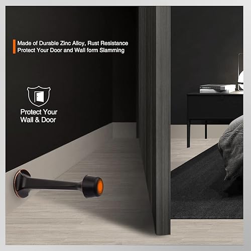 Miniatura 5 de Paquete de 6 topes rígidos para puerta, resistentes y duraderos, protectores de pared con puntas de goma suave, bronce aceitado