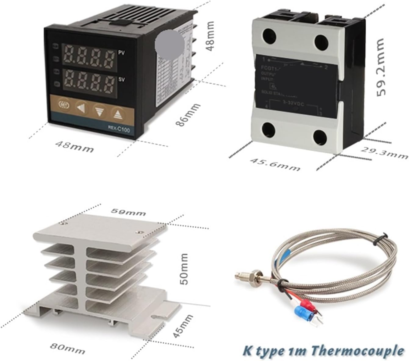 REX-C100 PID Temperature Controller 220v 400 Degree Digital Thermostat Output 40A SSR K Type Thermocouple