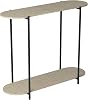 Narrow console table for entryway. Versatile sofa table. Stylish and functional sofa table back table. Easy to assemble accent table. Console table with storage shelf. Taupe wood look