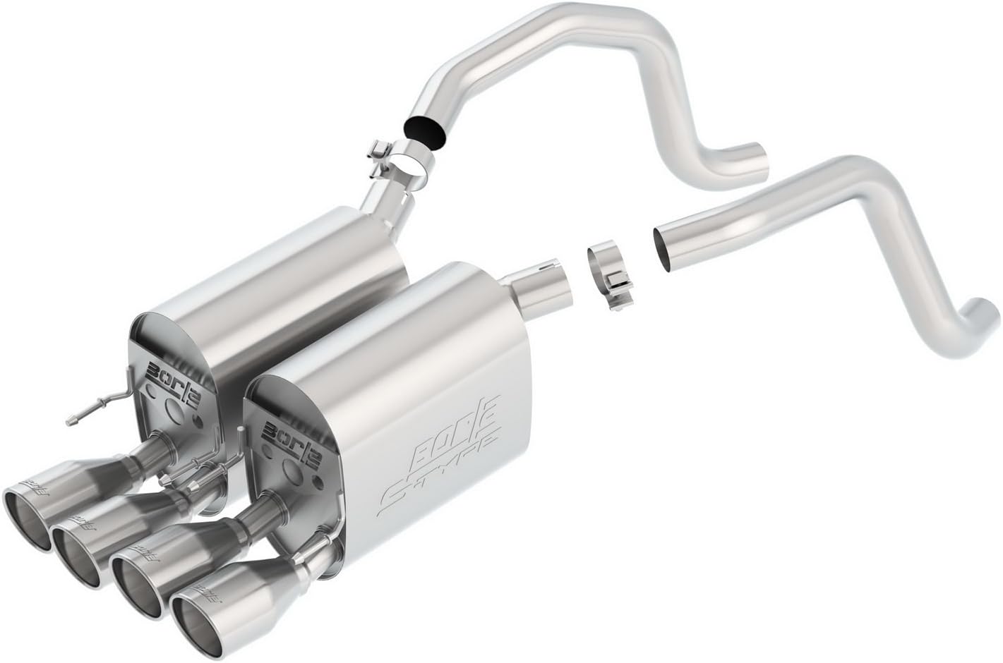 11815 Axle-Back Perf. Exhaust System for 2005-2008 Chevrolet Corvette (C6) V8 T-304 Stainless Steel S-Type II Sound Dual Center Rear Exit Dual 4" Round Polished T-304 Stainless Tips On Each Side