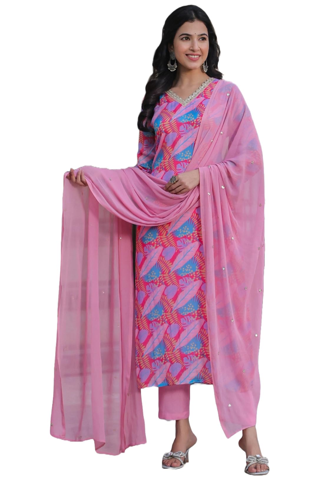 ANNI DESIGNER Kurta da donna in misto cotone con palazzo