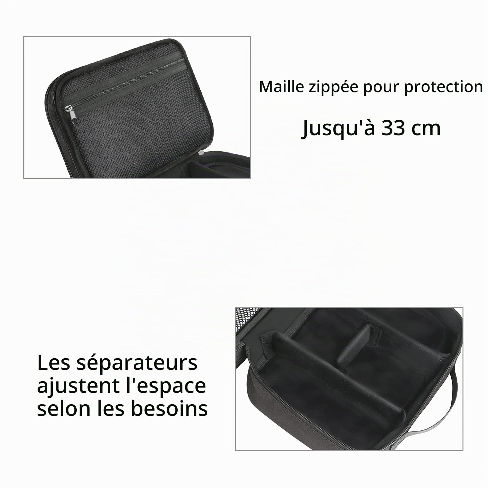 MATEIN Sac Organisateur de Câbles, 2 Couches Noir pour Téléphone Portable, iPad, Chargeur, Alimentation Mobile - Rangement Portable
