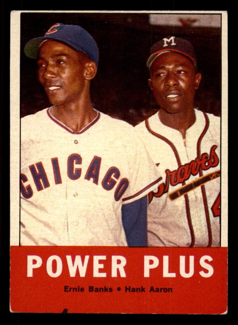 Baseball MLB 1963 Topps #242 Ernie Banks/Hank Aaron Power Plus print mark