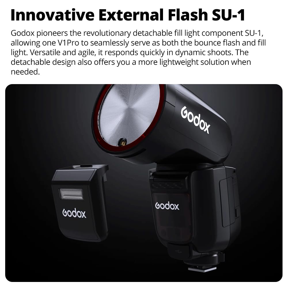 GODOX V1 Pro C V1PRO-C V1Pro TTL Lithium ION Round Head Camera Flash Compatible avec Canon 76ws HSS 1 / 8000S Batterie au Lithium intégrée Lampe de Style LED innovante Flash Externe Su-1
