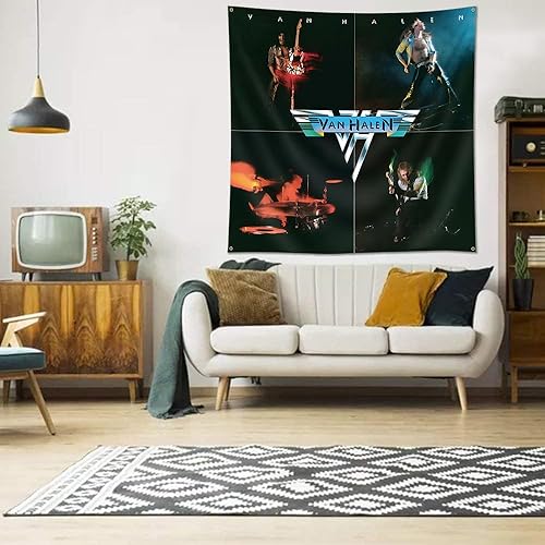 Miniatura 2 de AIFEEDD Tapiz de bandera de Van Halen, portadas de álbumes de música, pancarta de 4 x 4 pies, póster divertido para dormitorio, sala de estar,