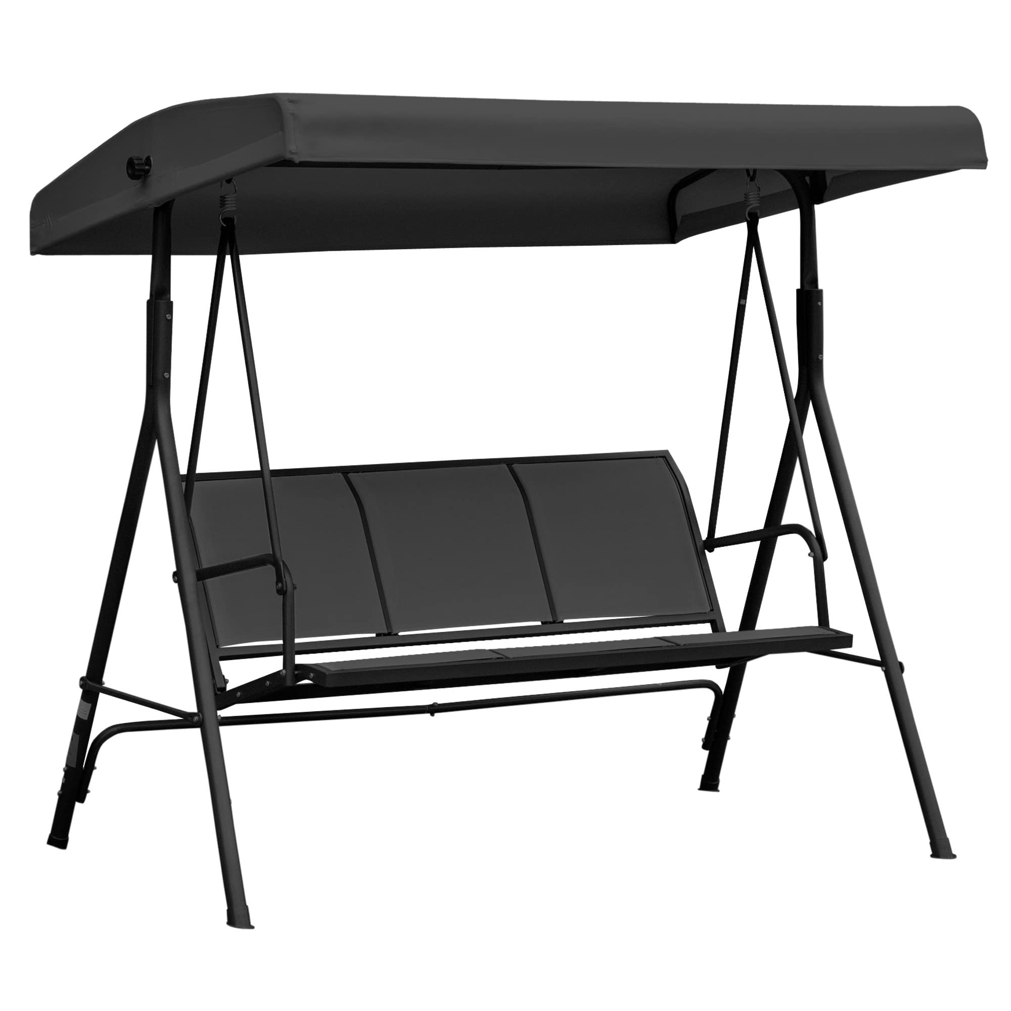 Outsunny - Balancín de jardín (3 plazas, gran comodidad, inclinación, ajustable, asiento y respaldo ergonómico, acero epoxi textileno, color negro