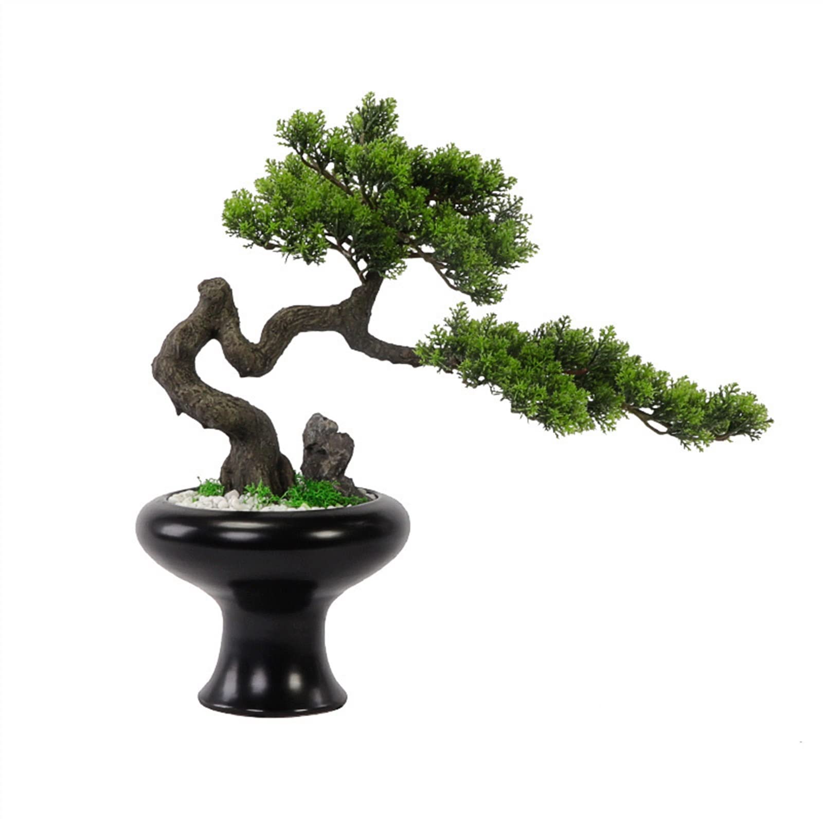 IUokLU Artificial Bonsai Tree,Fake plants, Tree Red Maple Leaf Simulation Bonsai Trees Indoor Living Room Green Welcome Pine Bonsai Tree 19.6in (Green)